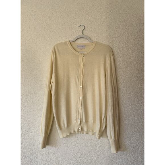 Bianco & Blu Women’s Butter Yellow Cardigan Wool Cashmere Silk XL Preppy - Picture 2 of 7